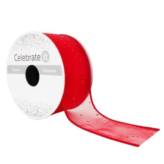 12 Pack: 1.5" x 3yd. Sheer Wired Glitter Ribbon by Celebrate It®